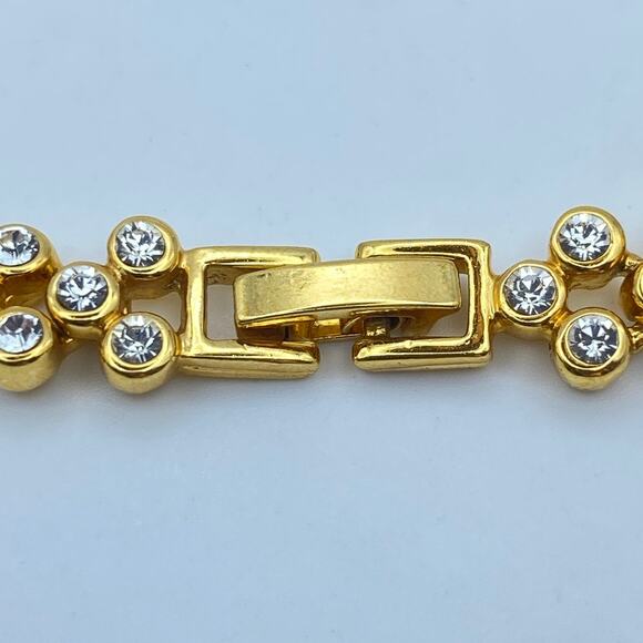 NWOT Elegant Cubic Zirconia Yellow Gold Tone Linked Chain Tennis Bracelet - Picture 10 of 14